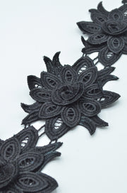 Pasmanterie Flori 10cm, Negru