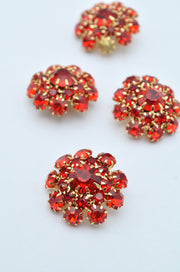 Nasturi Metalici Cu Pietre, 21mm, Rosu
