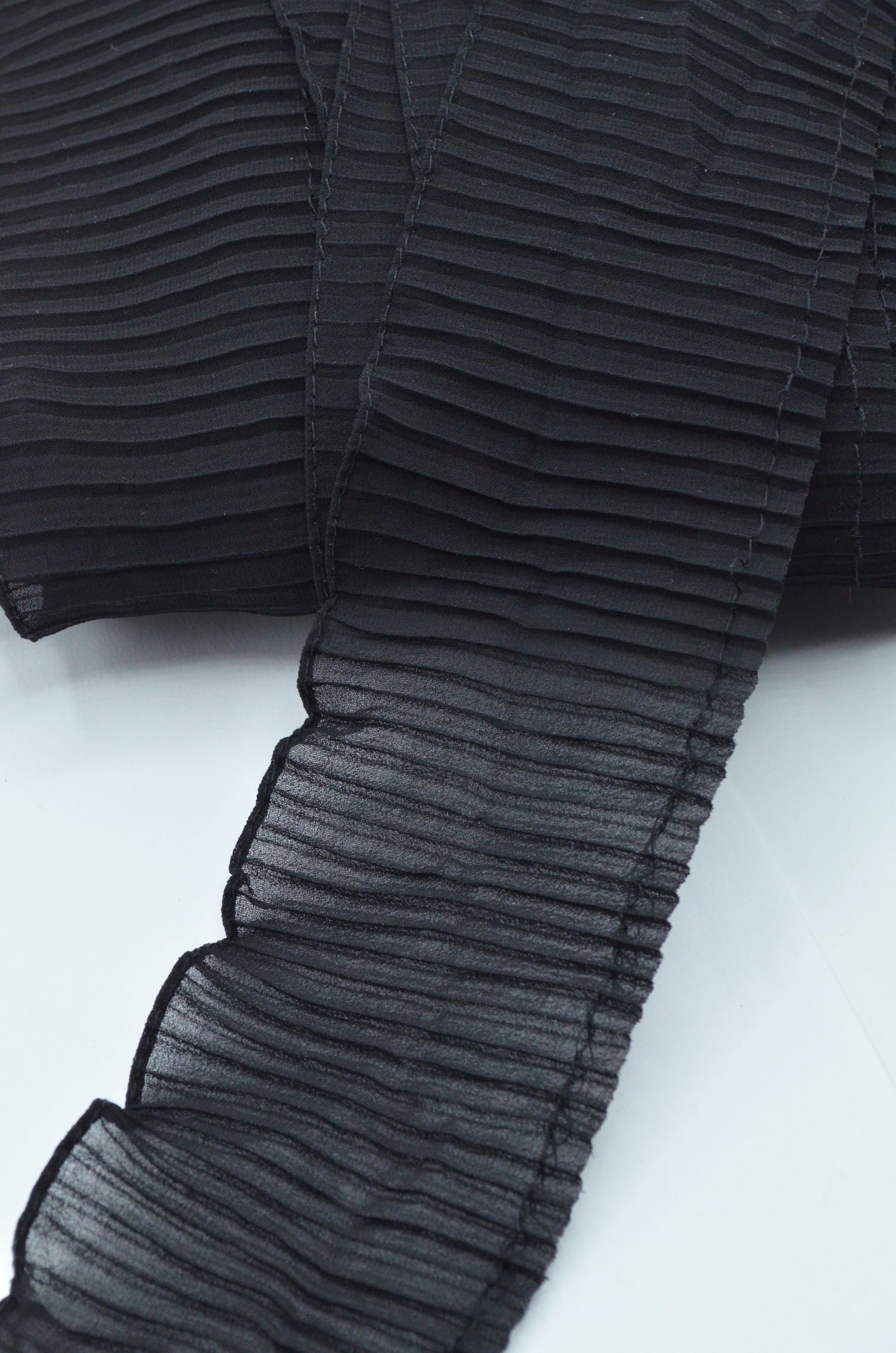 Volan Din Voal Plisat 7cm, Negru