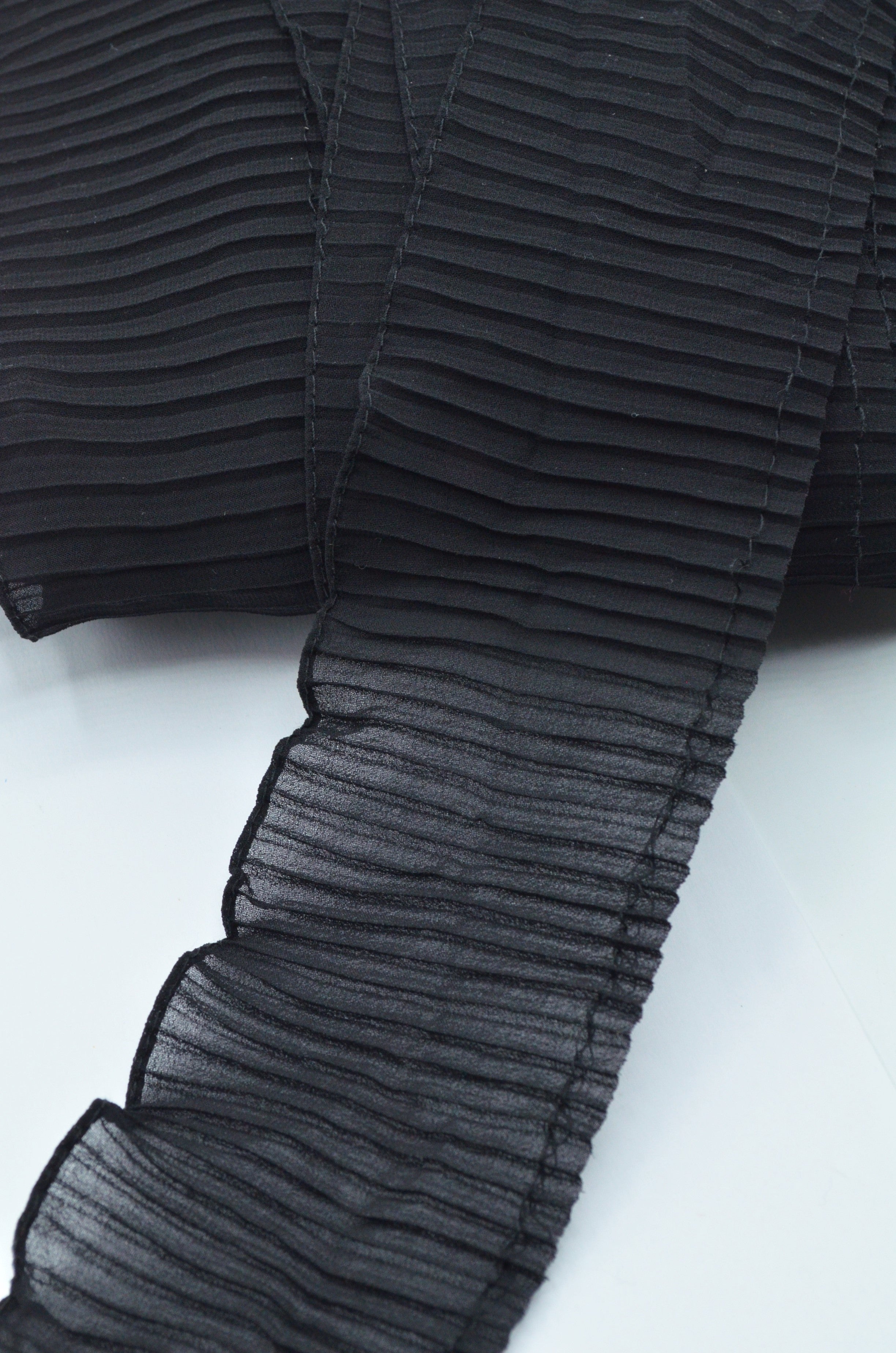 Volan Din Voal Plisat 7cm, Negru