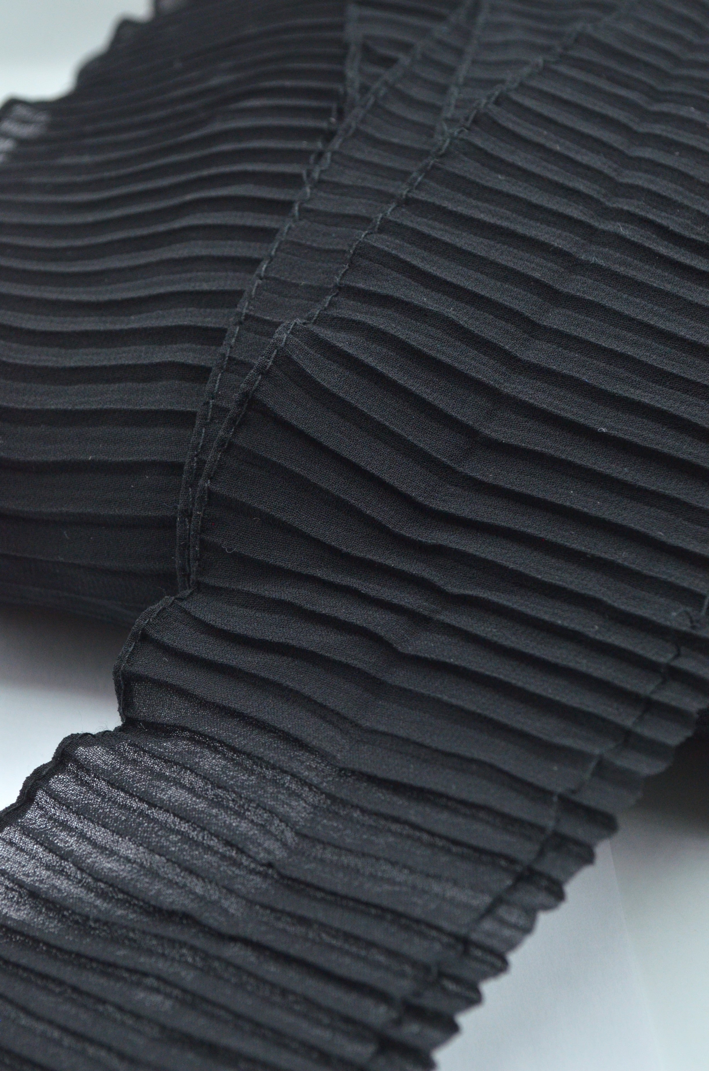 Volan Din Voal Plisat 7cm, Negru