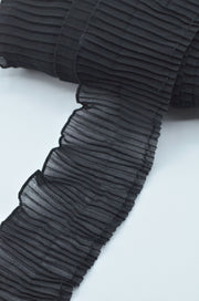 Volan Din Voal Plisat 7cm, Negru