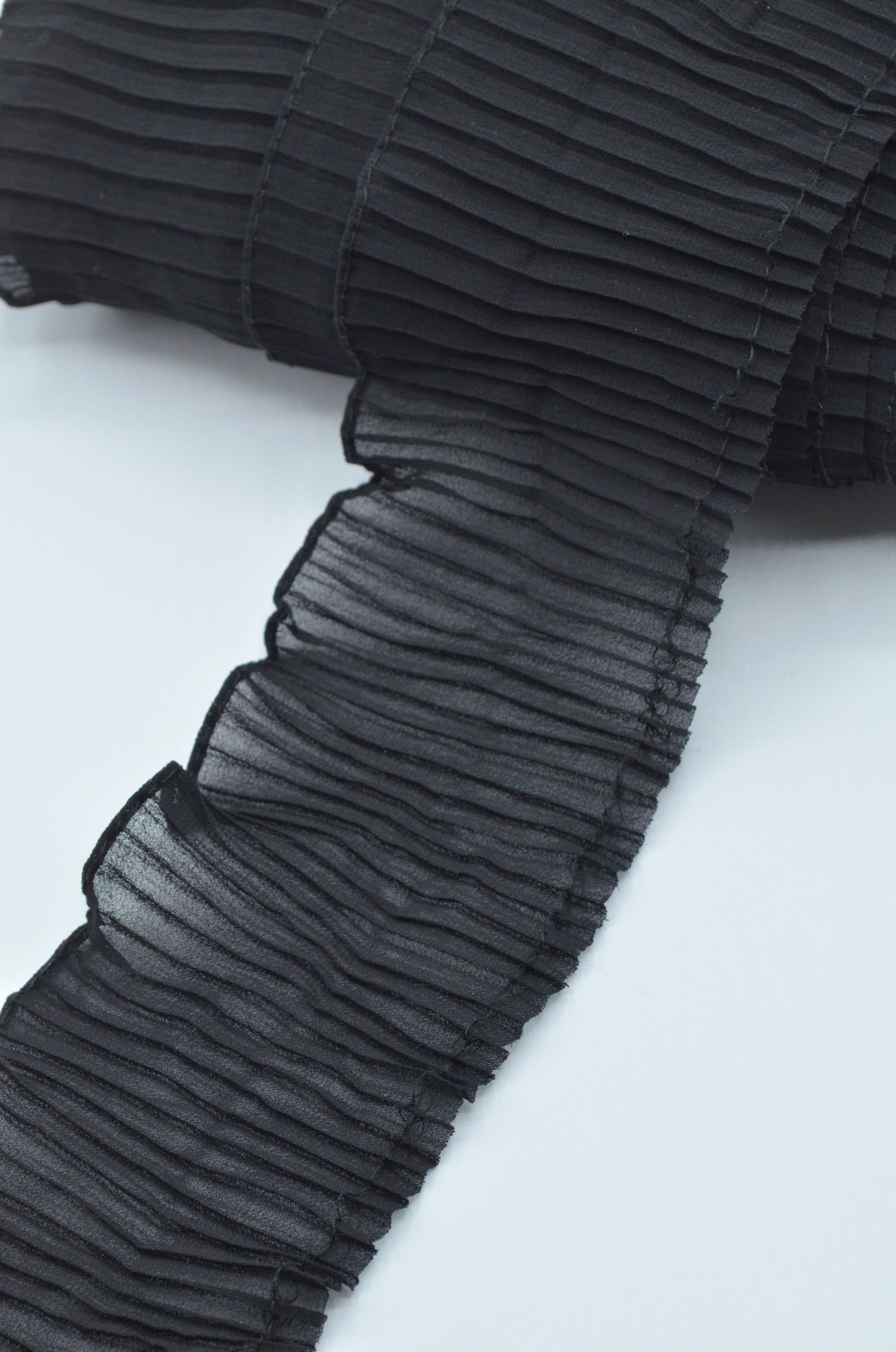 Volan Din Voal Plisat 7cm, Negru