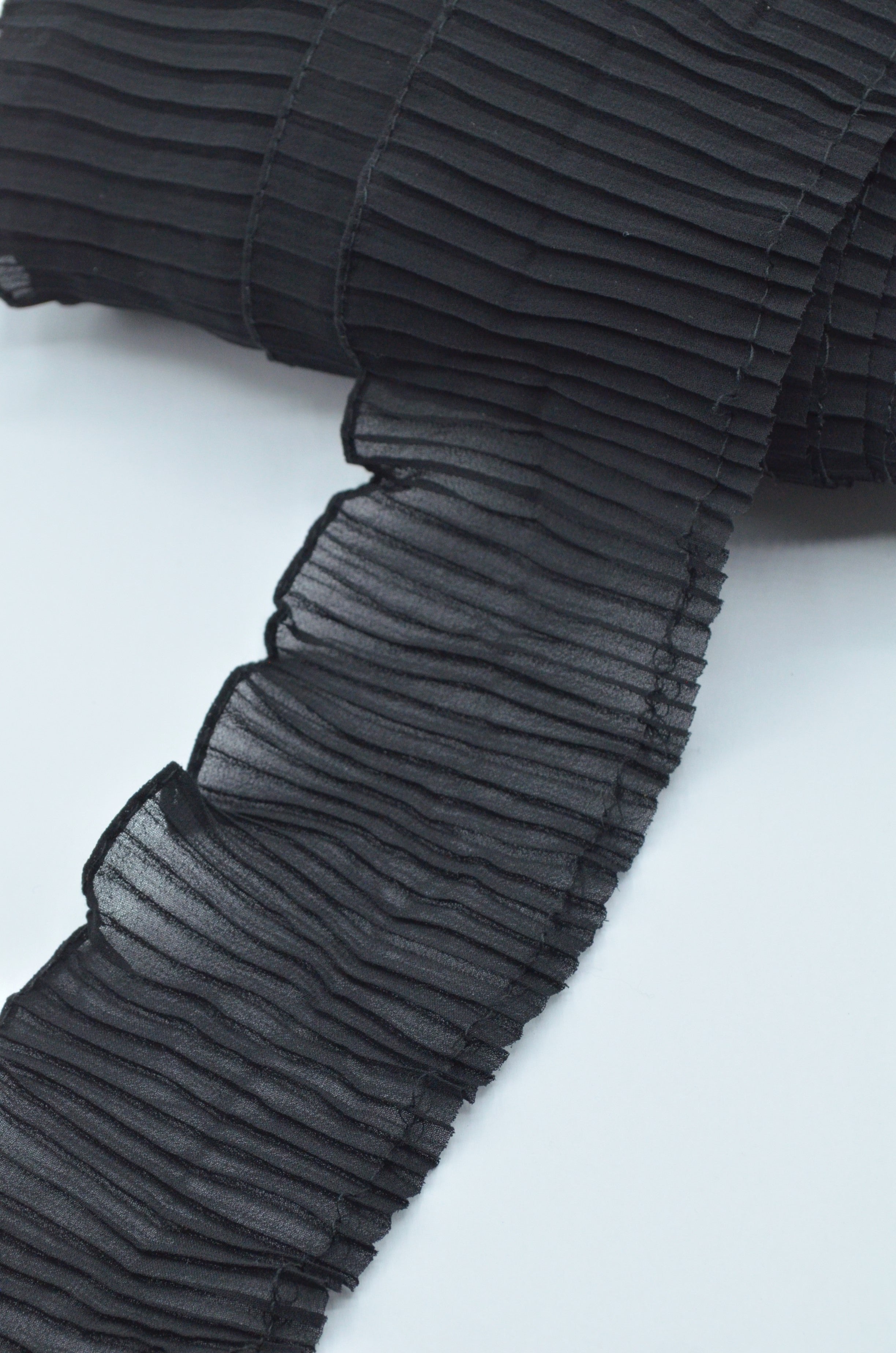 Volan Din Voal Plisat 7cm, Negru