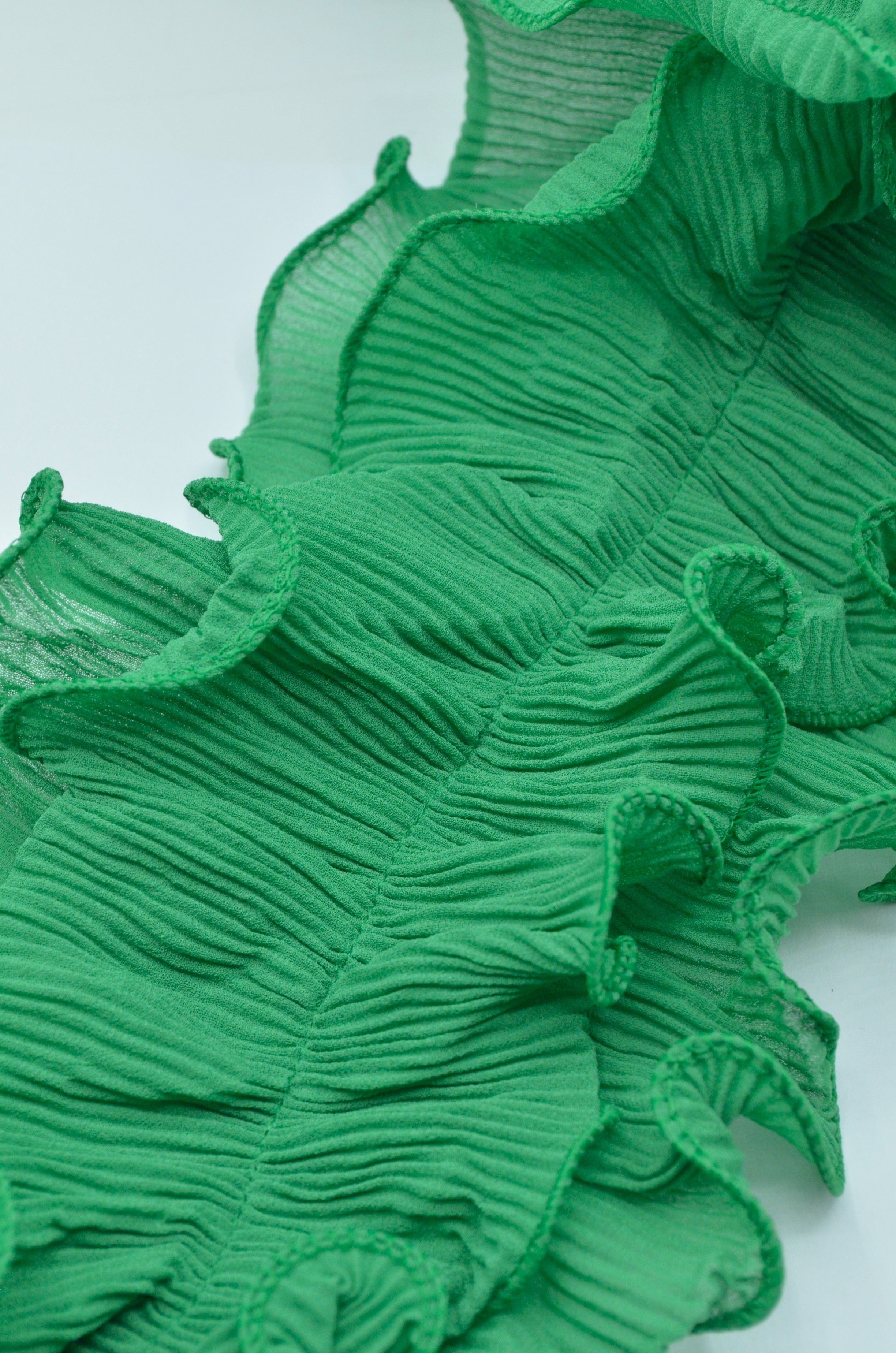 Pasmanterie Volan Din Voal Plisat Verde 14cm