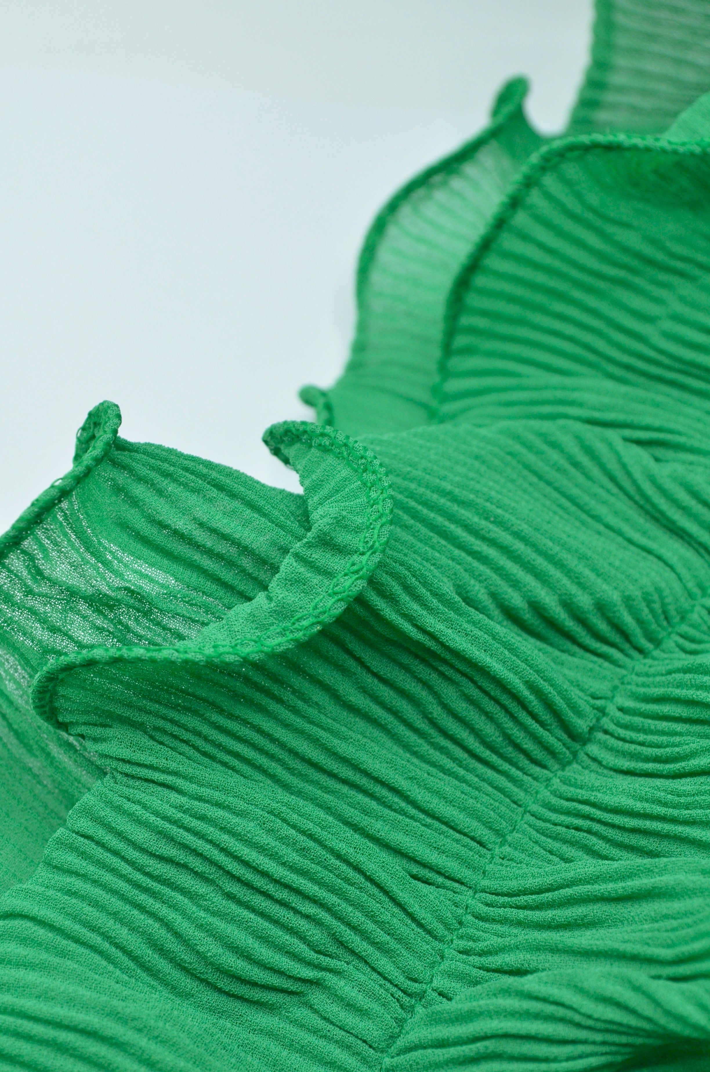 Pasmanterie Volan Din Voal Plisat Verde 14cm