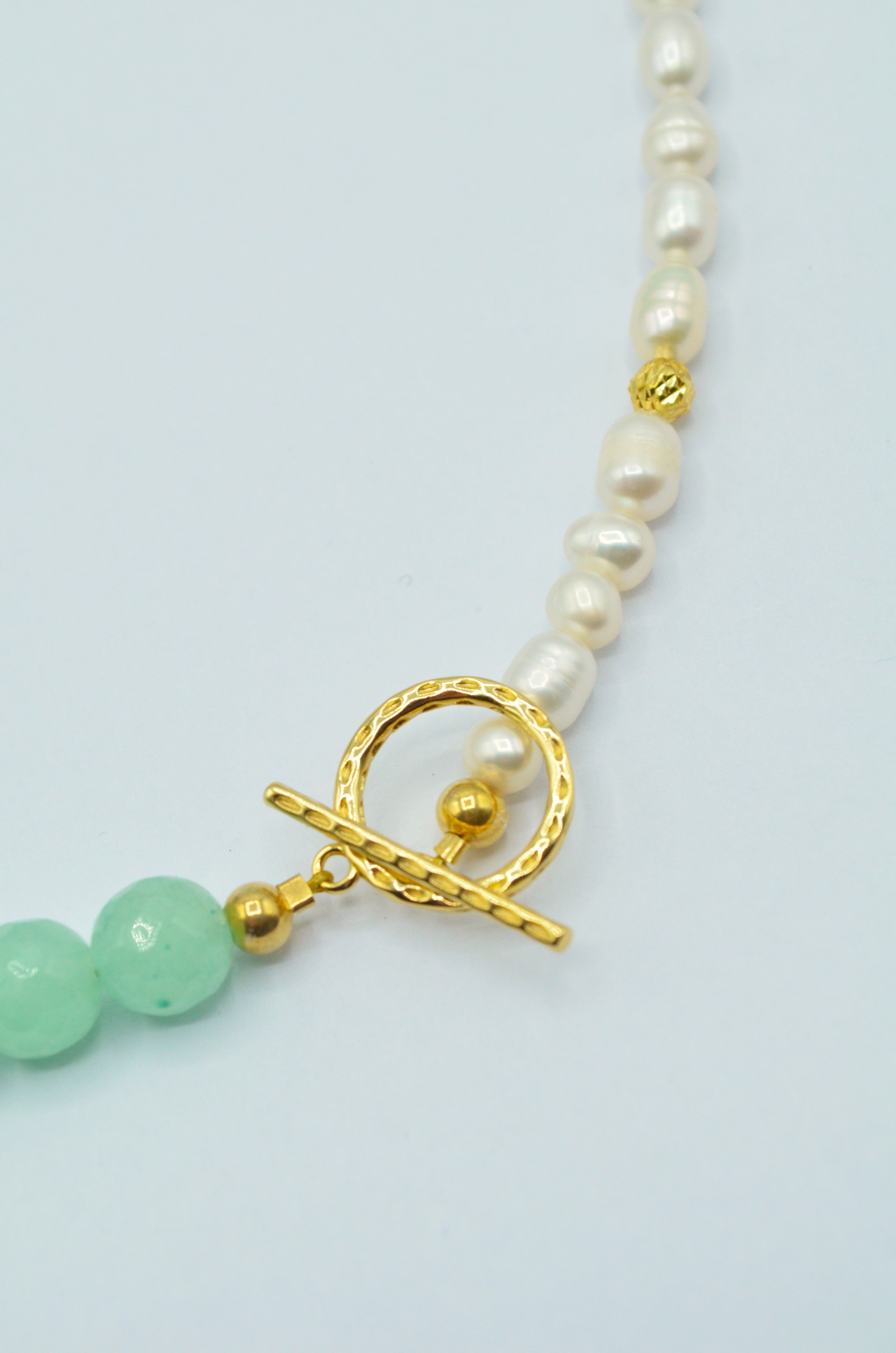 Colier Din Pietre Semipretioase, Aventurin, Perle Si Argint 925