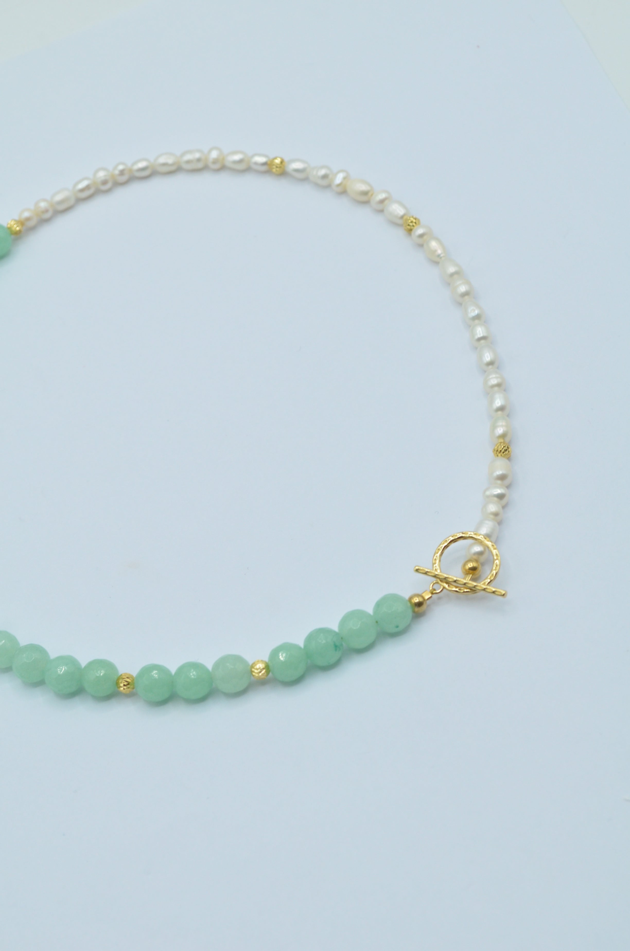 Colier Din Pietre Semipretioase, Aventurin, Perle Si Argint 925