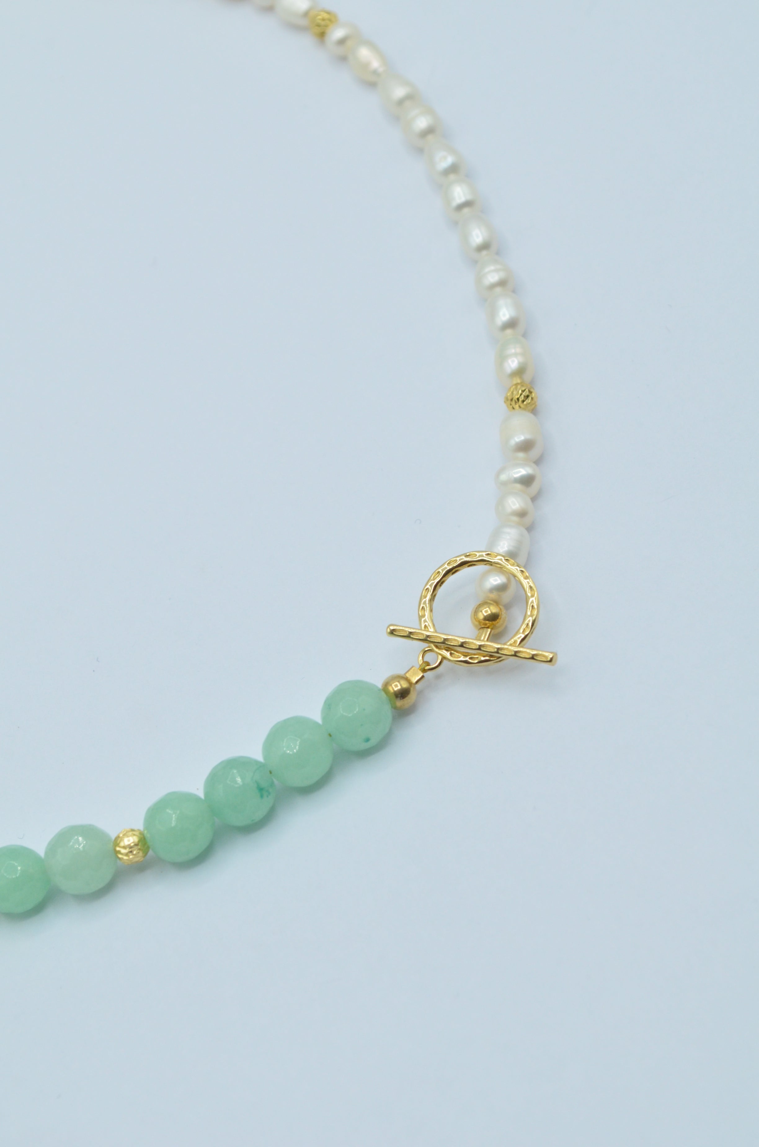 Colier Din Pietre Semipretioase, Aventurin, Perle Si Argint 925