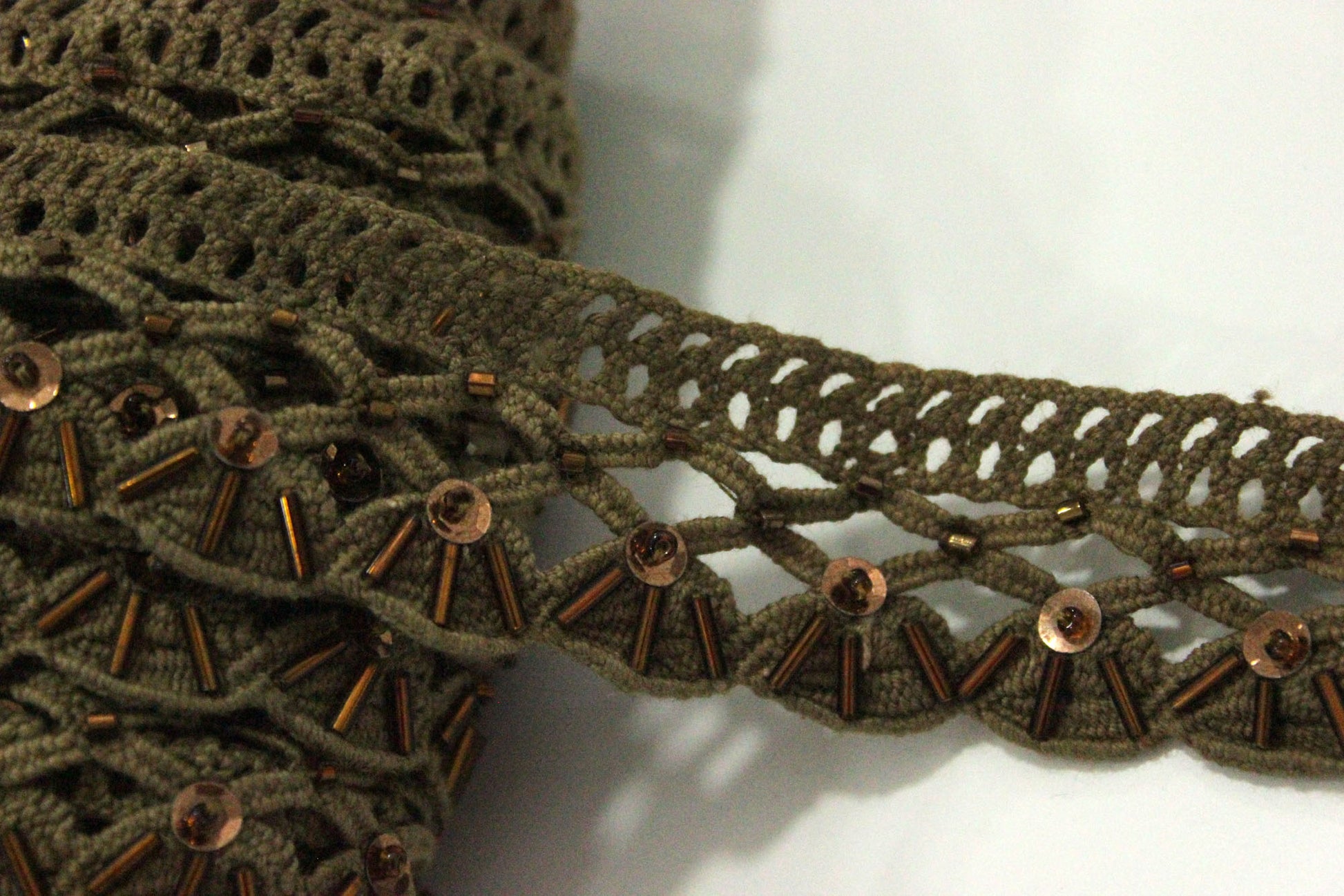 Dantela De Bumbac Cu Margele 33 mm