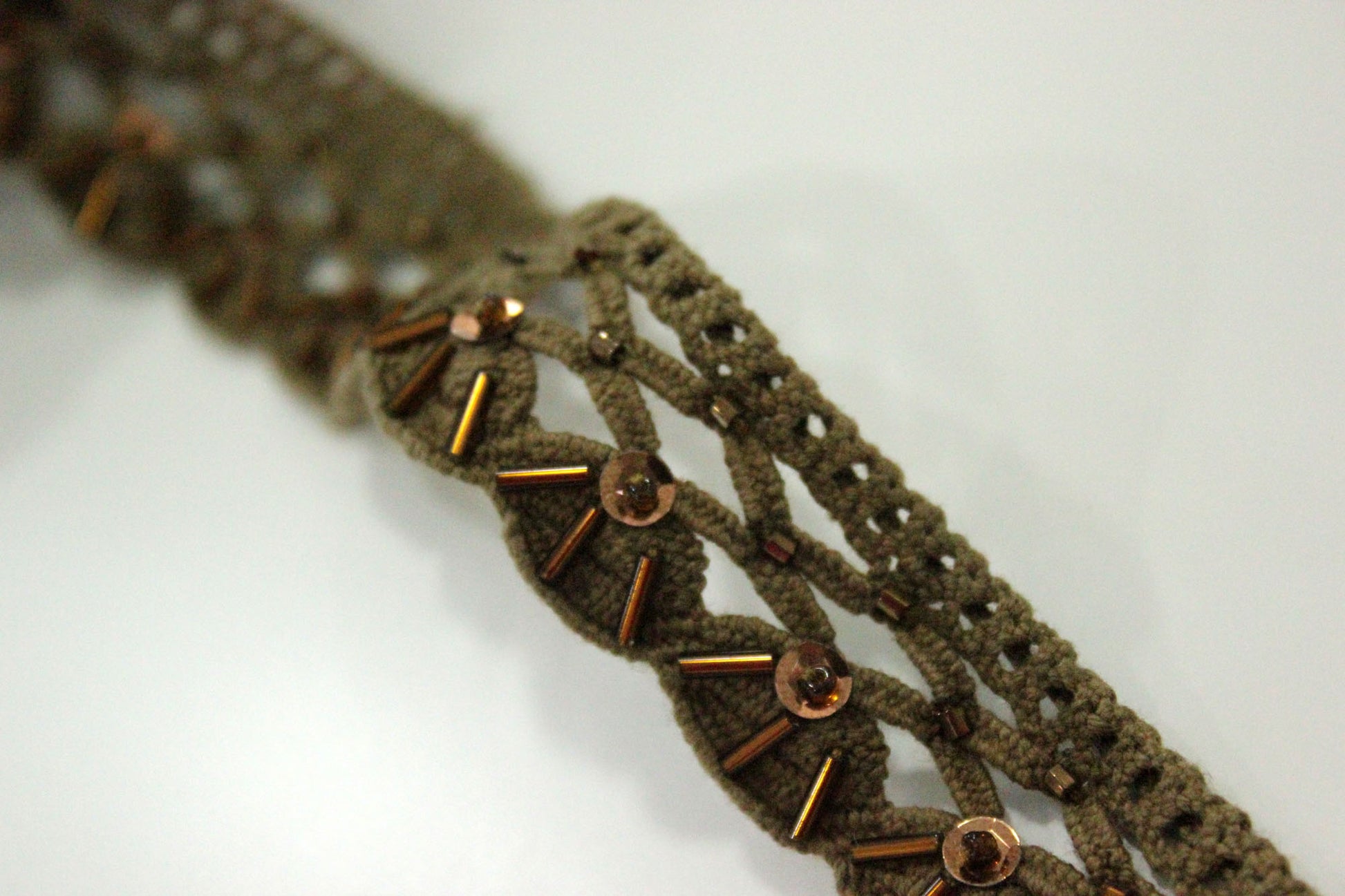 Dantela De Bumbac Cu Margele 33 mm