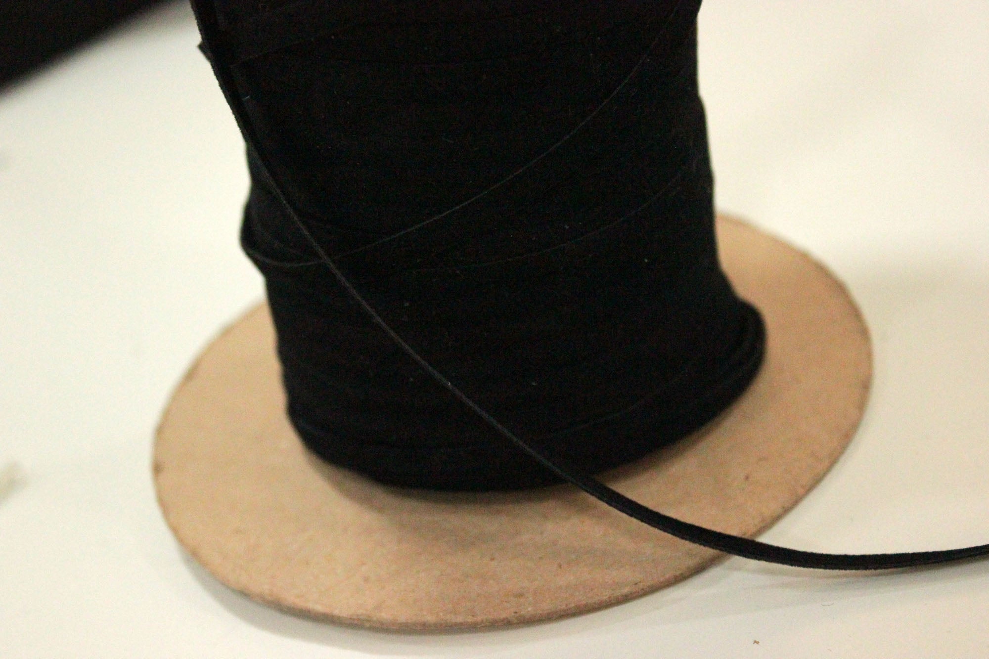 Panglica Imitatie Piele Intoarsa, Negru, 5mm