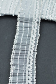 Pasmanterie Volan Din Organza Cu Fir Argintiu 4cm