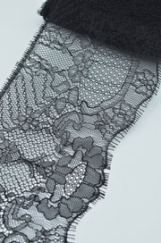 Dantela Chantilly 12x300cm, Negru