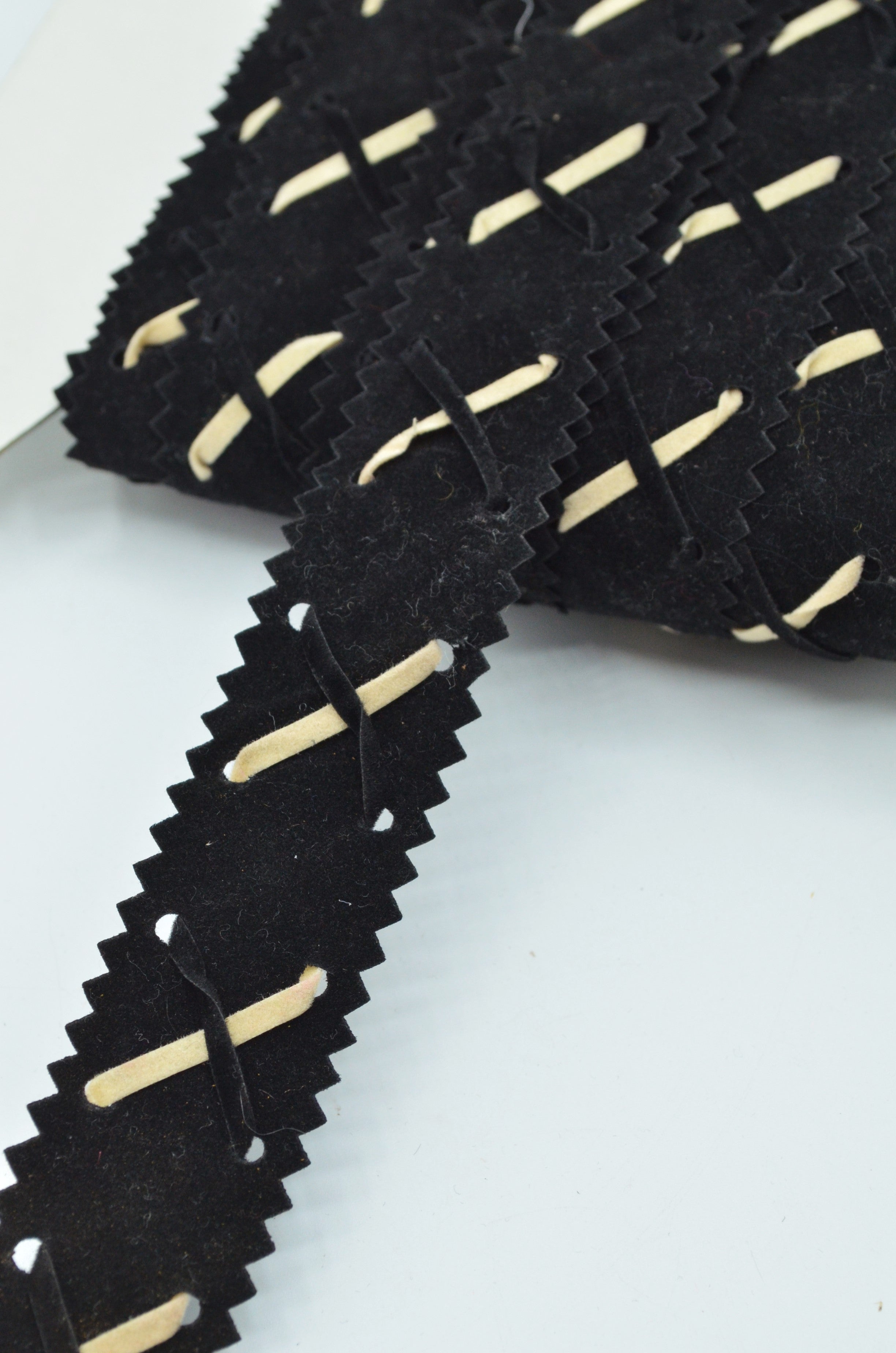 Pasmanterie Din Imitatie Piele Intoarsa, 28mm, Negru