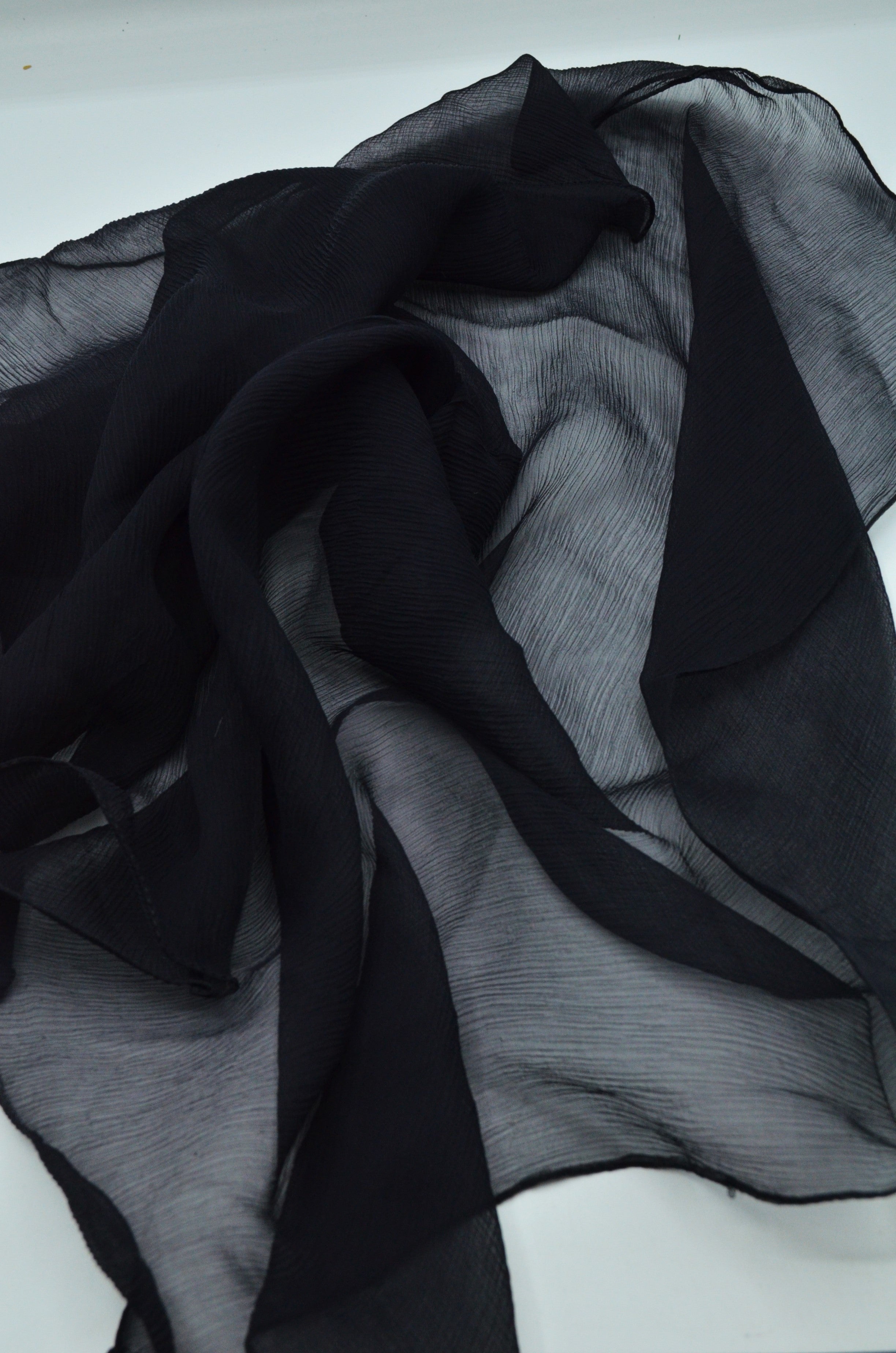 Esarfa De Voal Din Matase Naturala, Negru 65x65cm