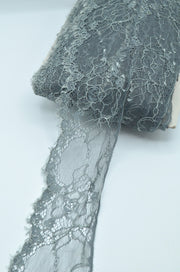 Dantela Chantilly 7cm, Gri Petrol
