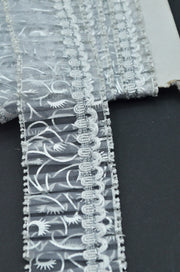 Pasmanterie Volan Din Organza Cu Fir Argintiu 5cm