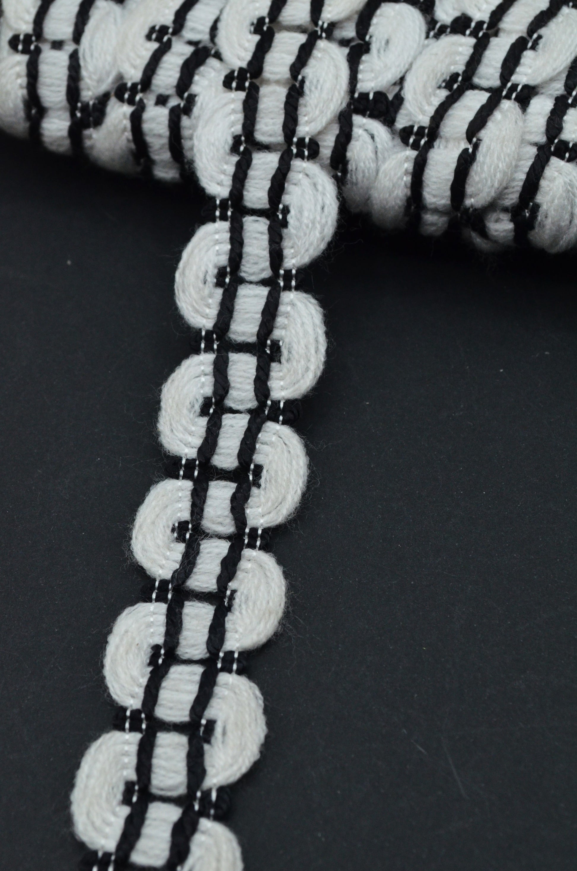 Pasmanterie 30mm, Alb Negru