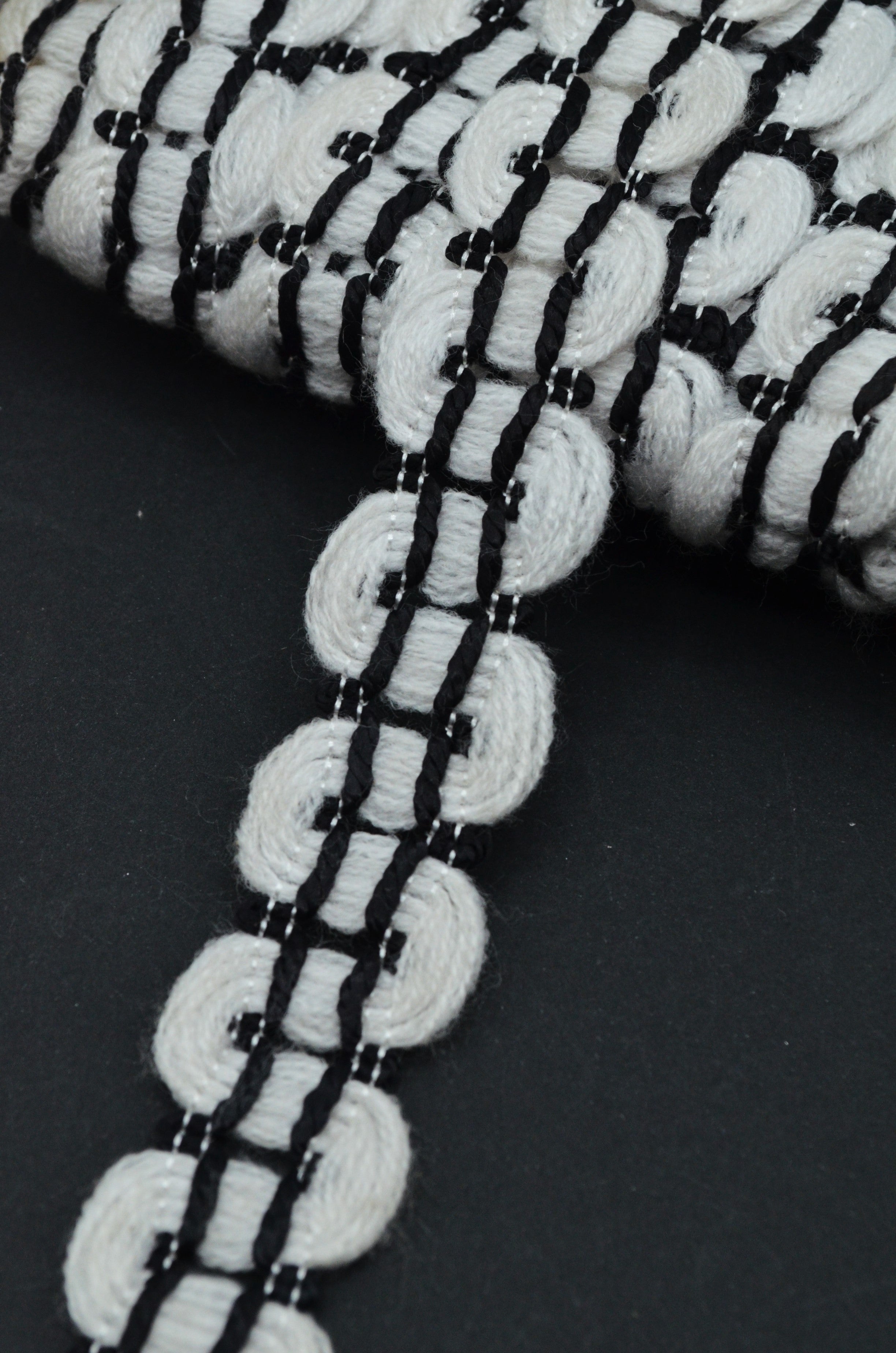 Pasmanterie 30mm, Alb Negru