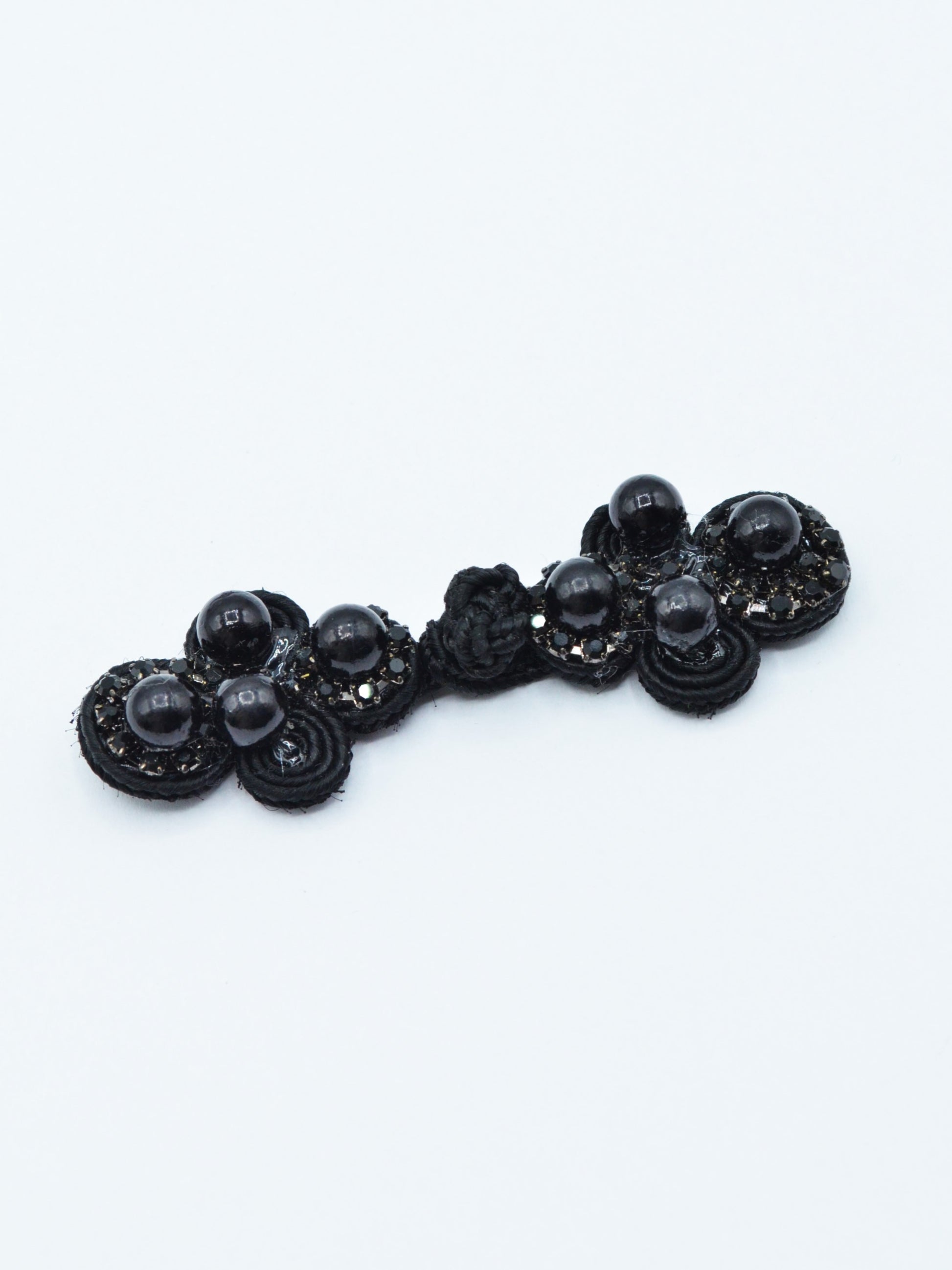 Brandemburg Cu Perle Si Strasuri 8cm, Negru