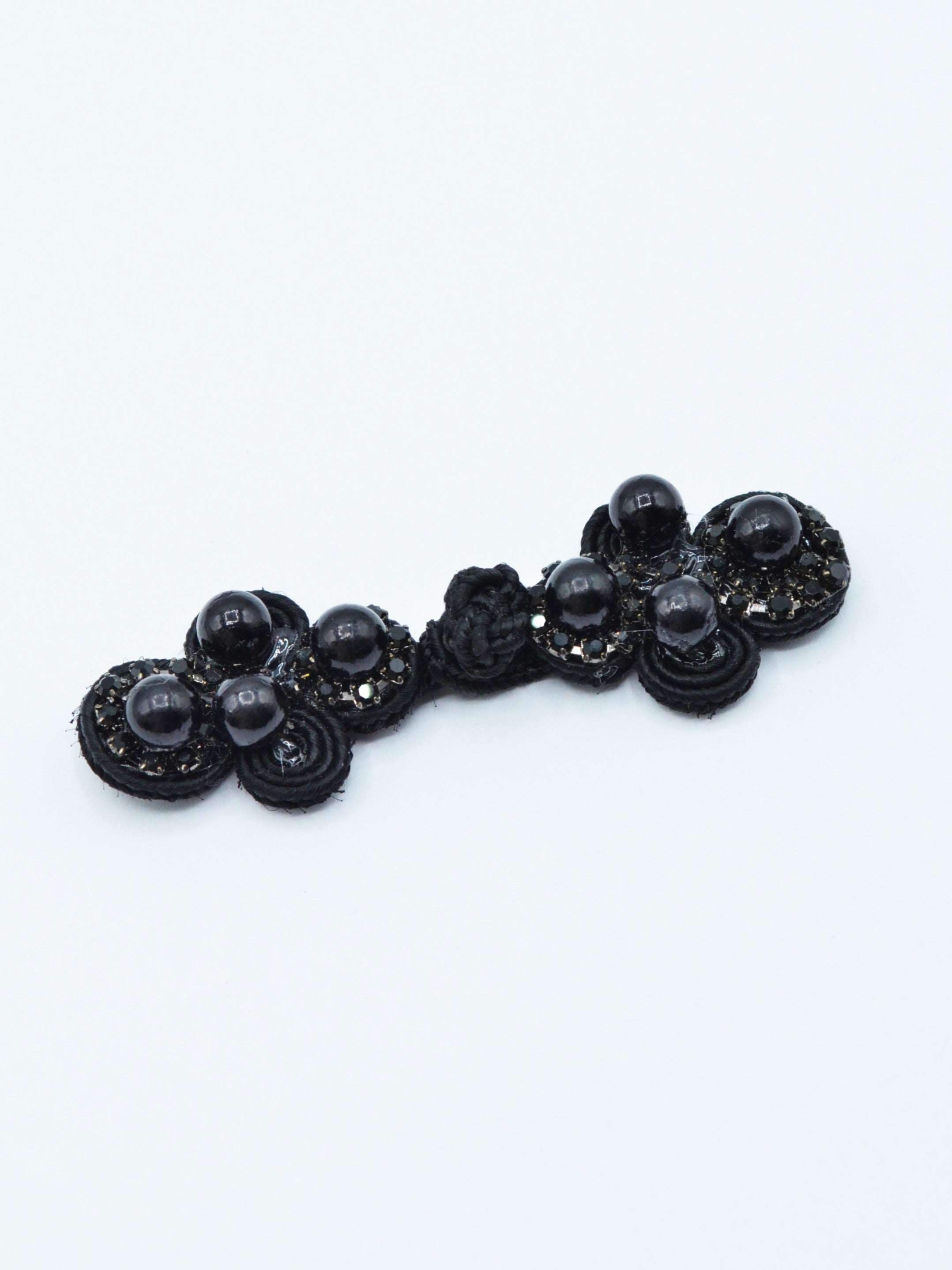 Brandemburg Cu Perle Si Strasuri 8cm, Negru