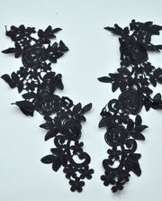 Aplicatie Dantela 35x13cm - 2 Buc Negru