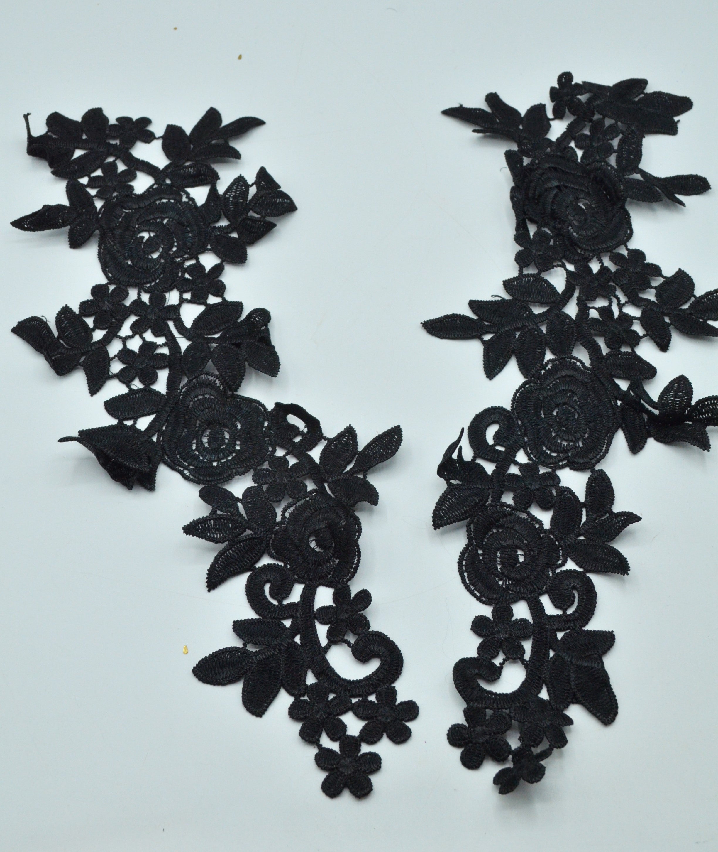 Aplicatie Dantela 35x13cm - 2 Buc Negru