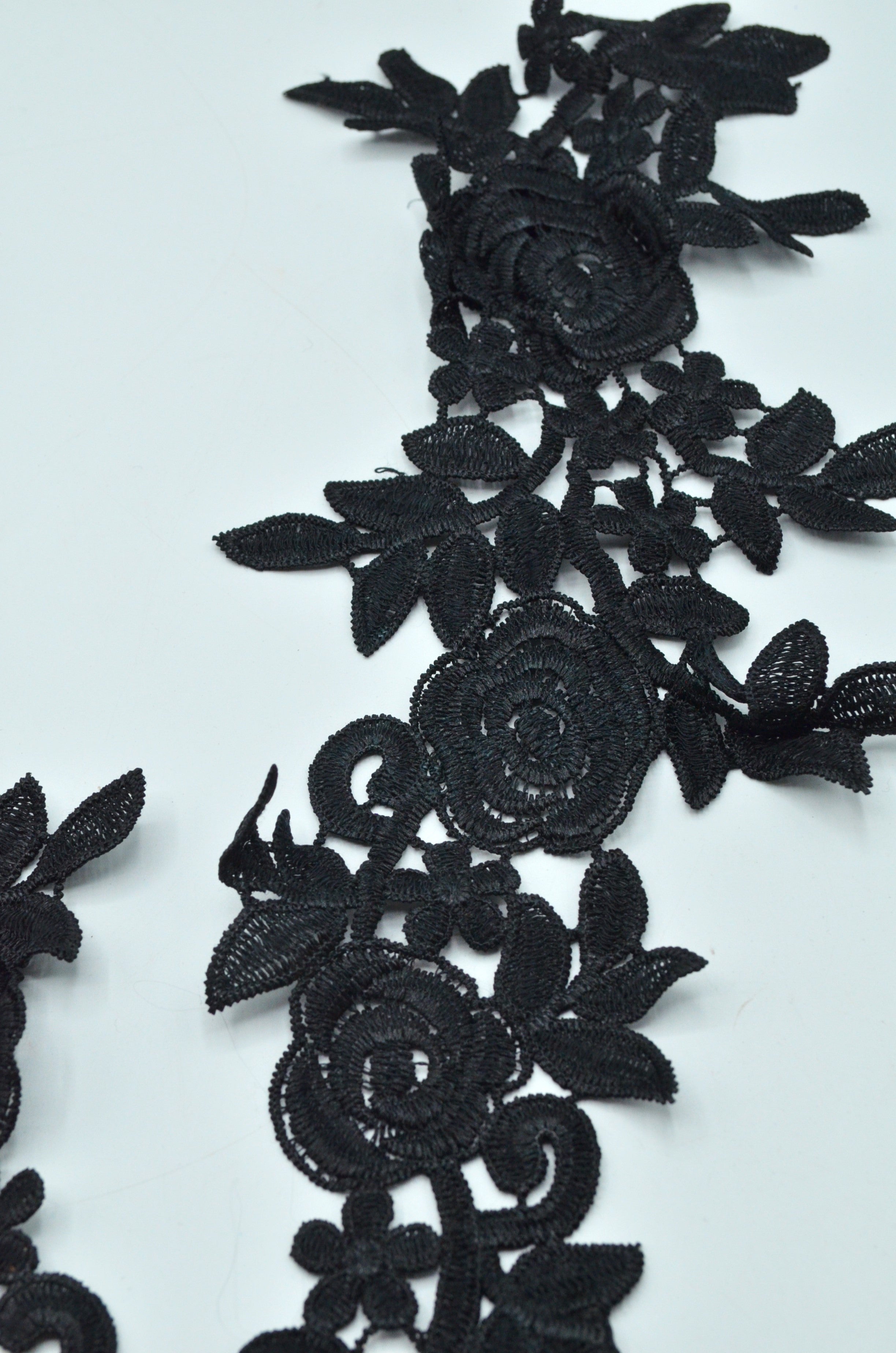 Aplicatie Dantela 35x13cm - 2 Buc Negru