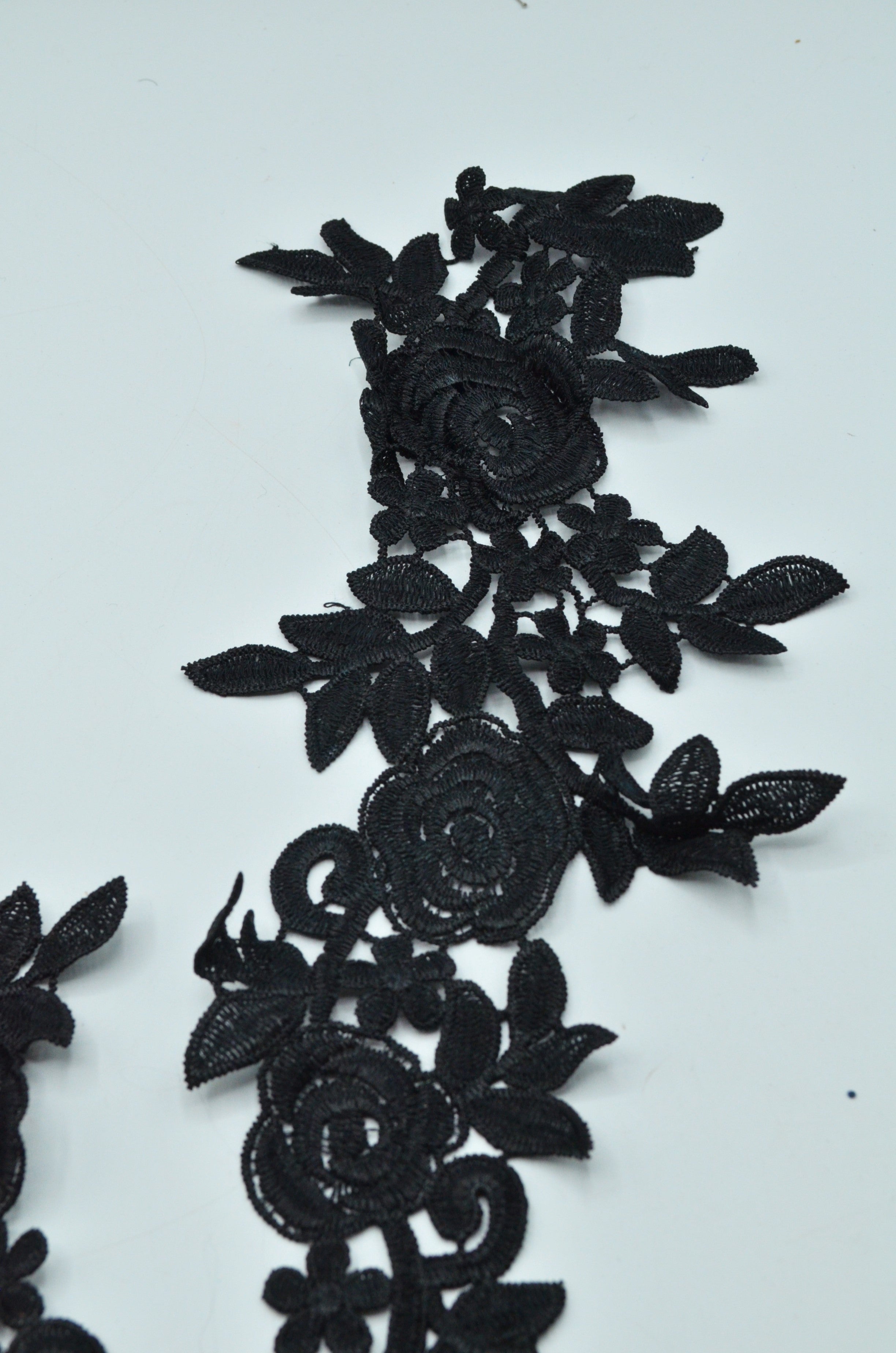 Aplicatie Dantela 35x13cm - 2 Buc Negru