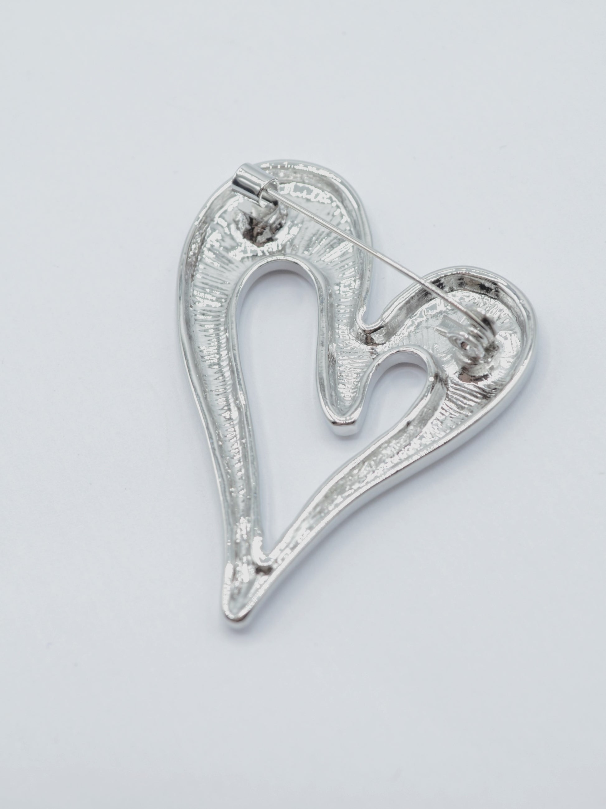 Brosa Inima 53x40mm, Argintiu