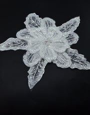 Aplicatie Floare Cu Margele Si Pietre 32cm, Ivoire
