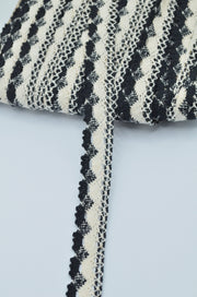 Dantela De Bumbac 2.50cm, Negru Cu Crem