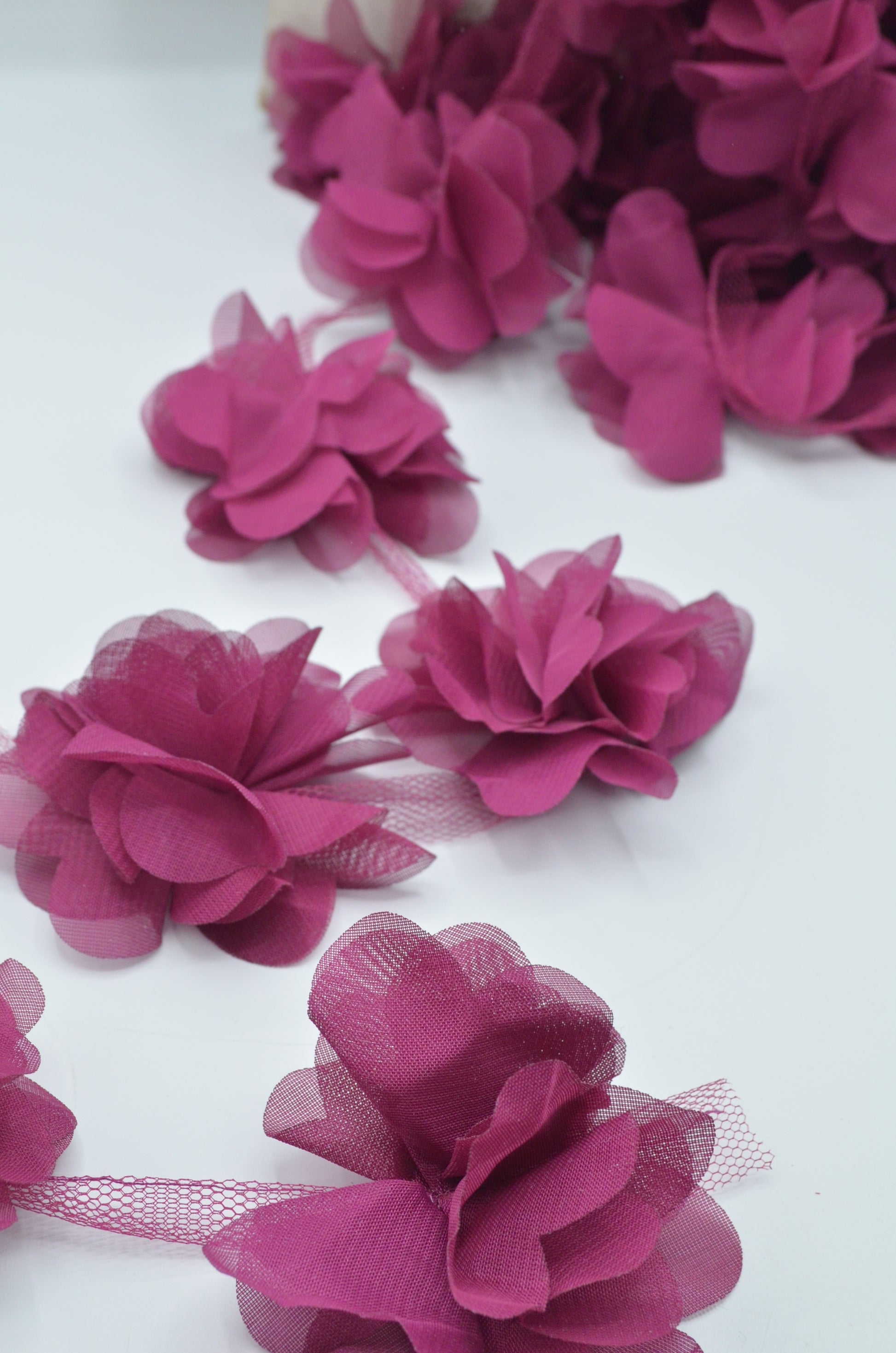 Flori Mari Din Voal, 80mm, Magenta