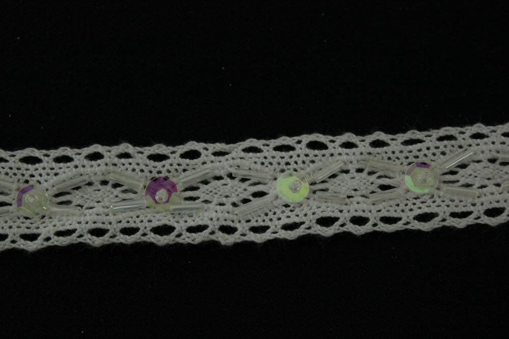 Dantela De Bumbac Cu Margele, 20mm