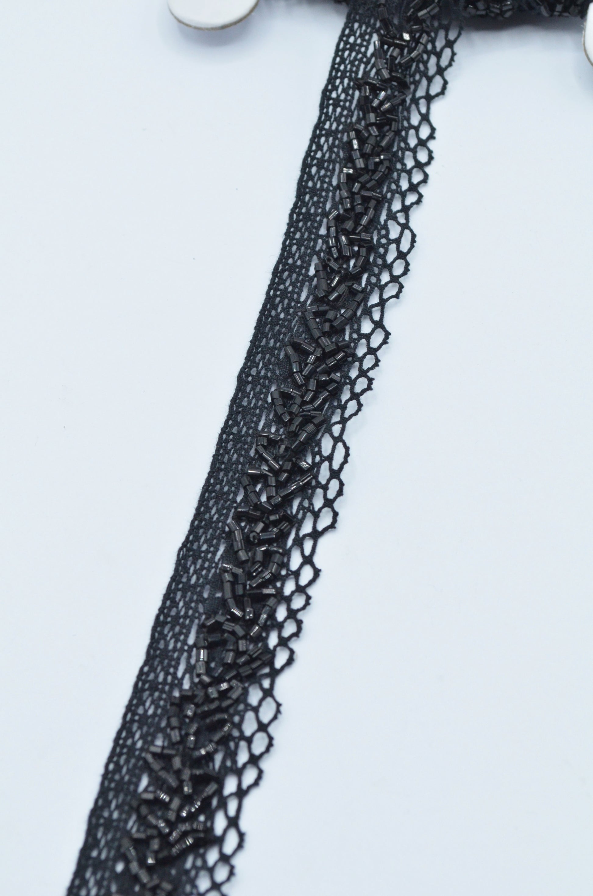 Dantela De Bumbac Cu Margele 3cm, Negru