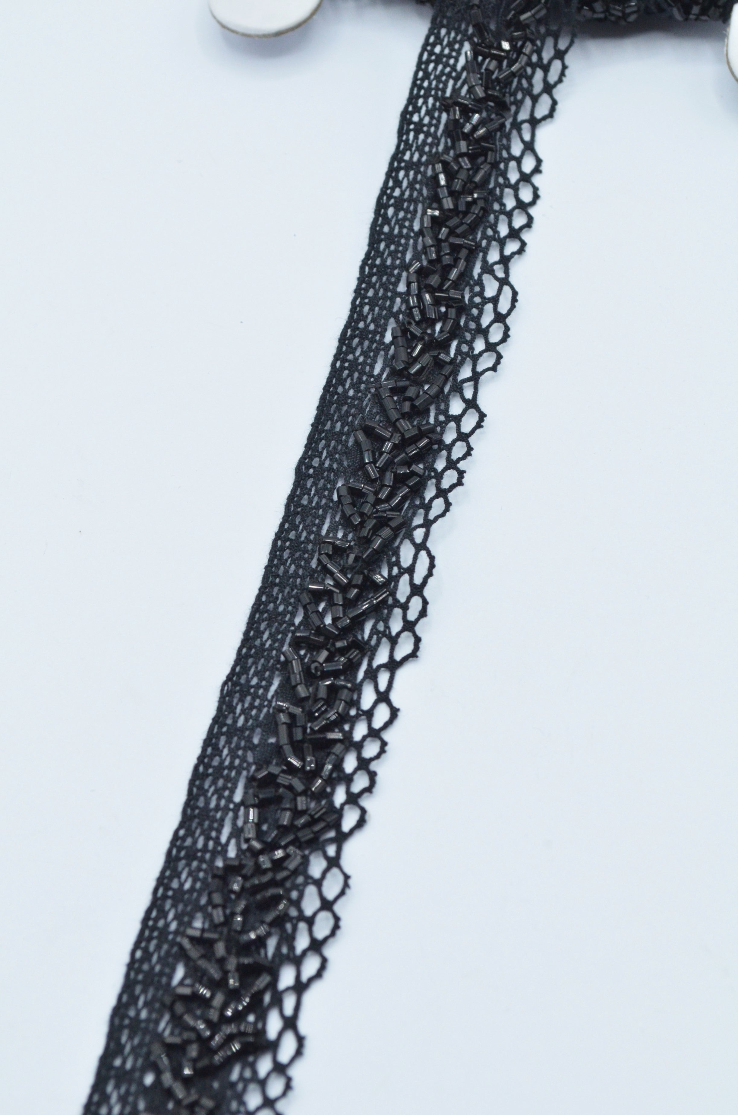 Dantela De Bumbac Cu Margele 3cm, Negru