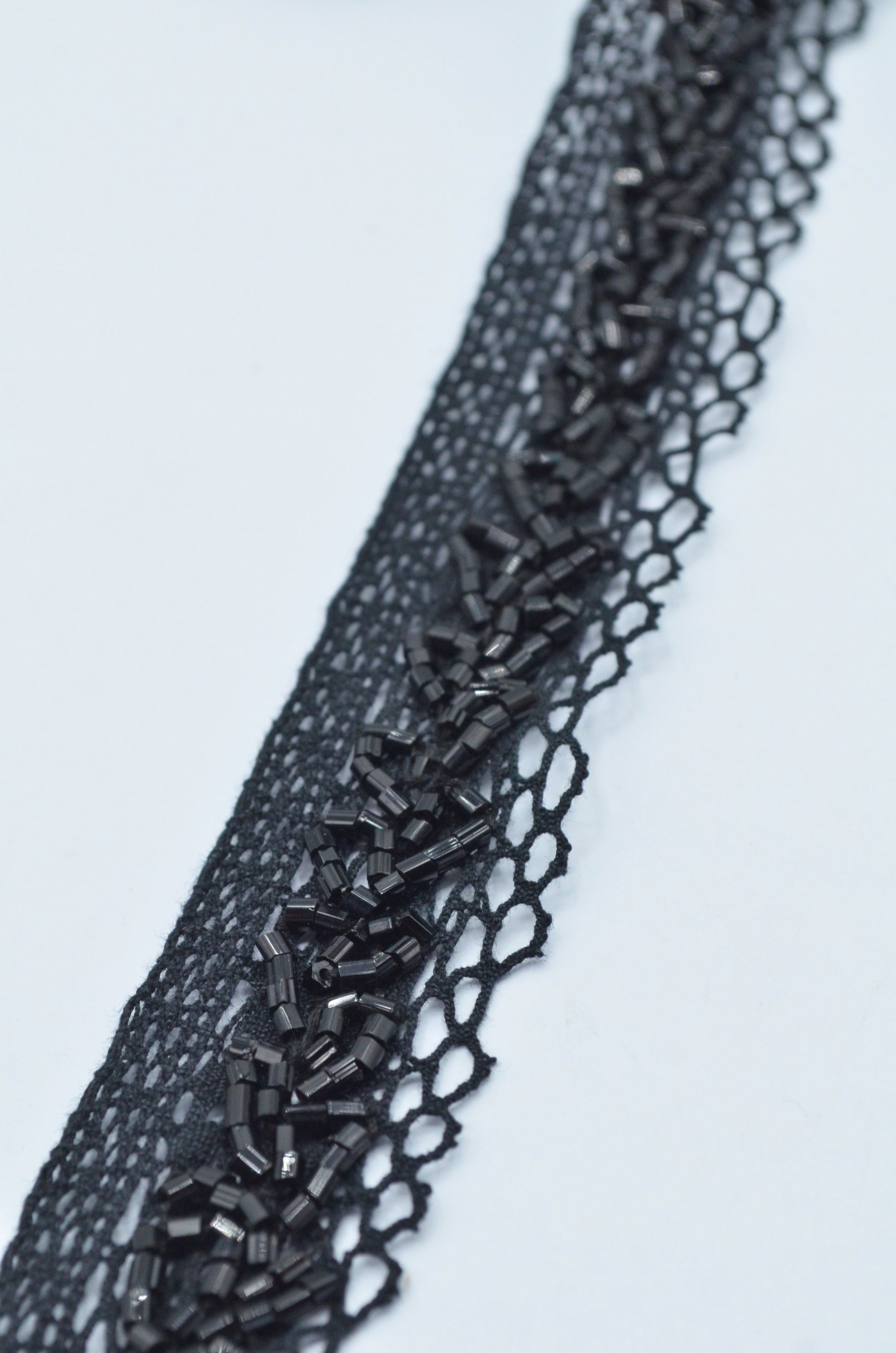 Dantela De Bumbac Cu Margele 3cm, Negru