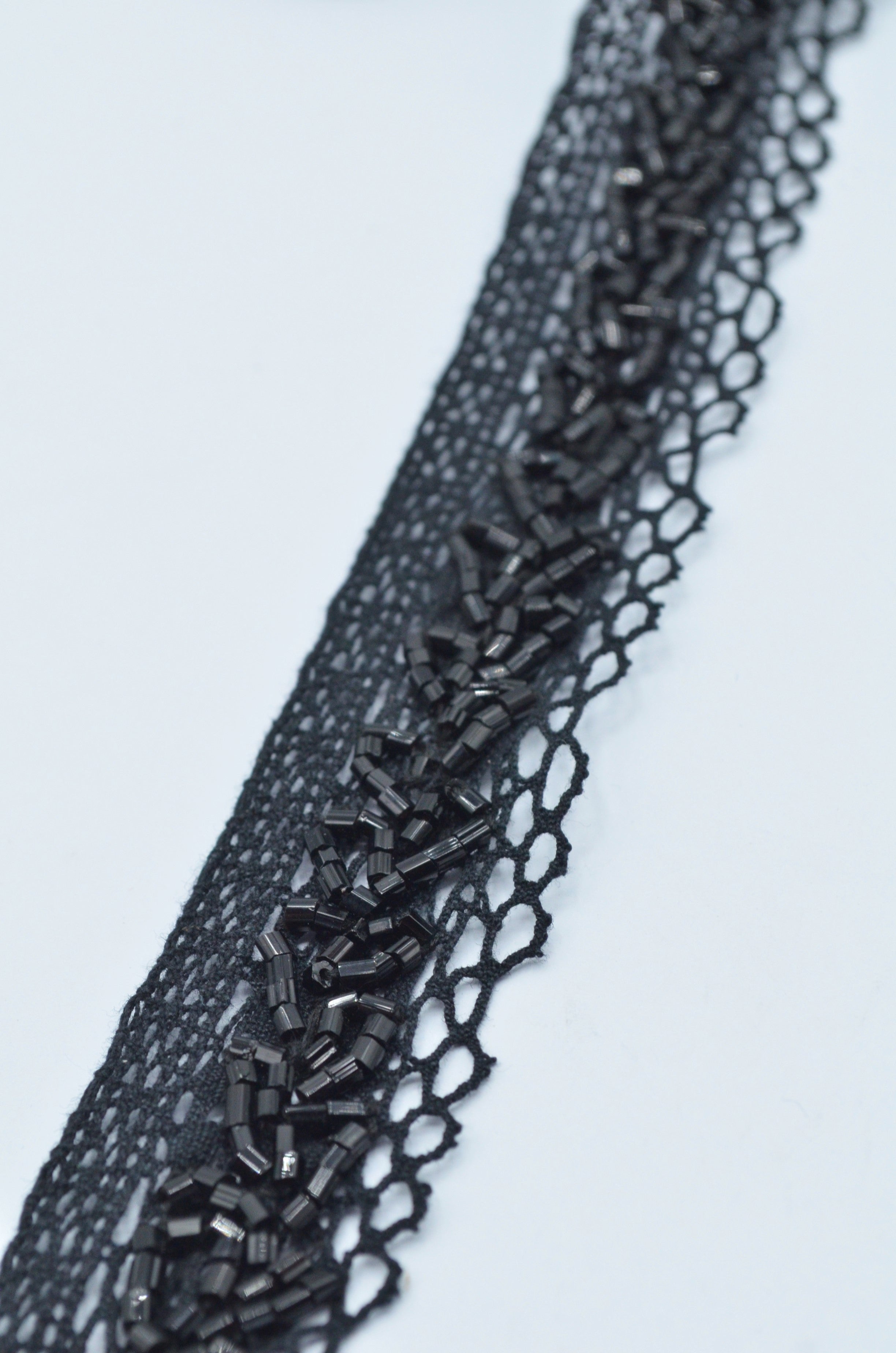 Dantela De Bumbac Cu Margele 3cm, Negru