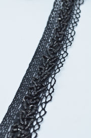 Dantela De Bumbac Cu Margele 3cm, Negru