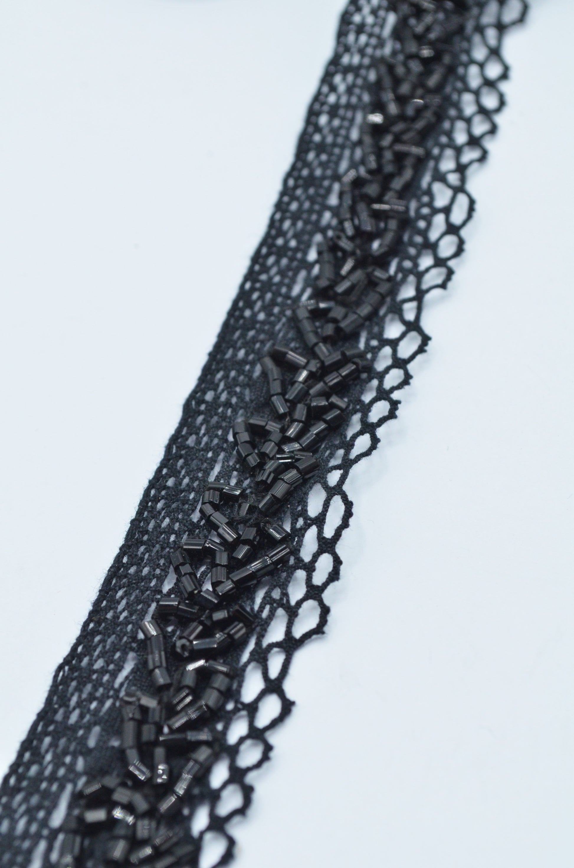 Dantela De Bumbac Cu Margele 3cm, Negru
