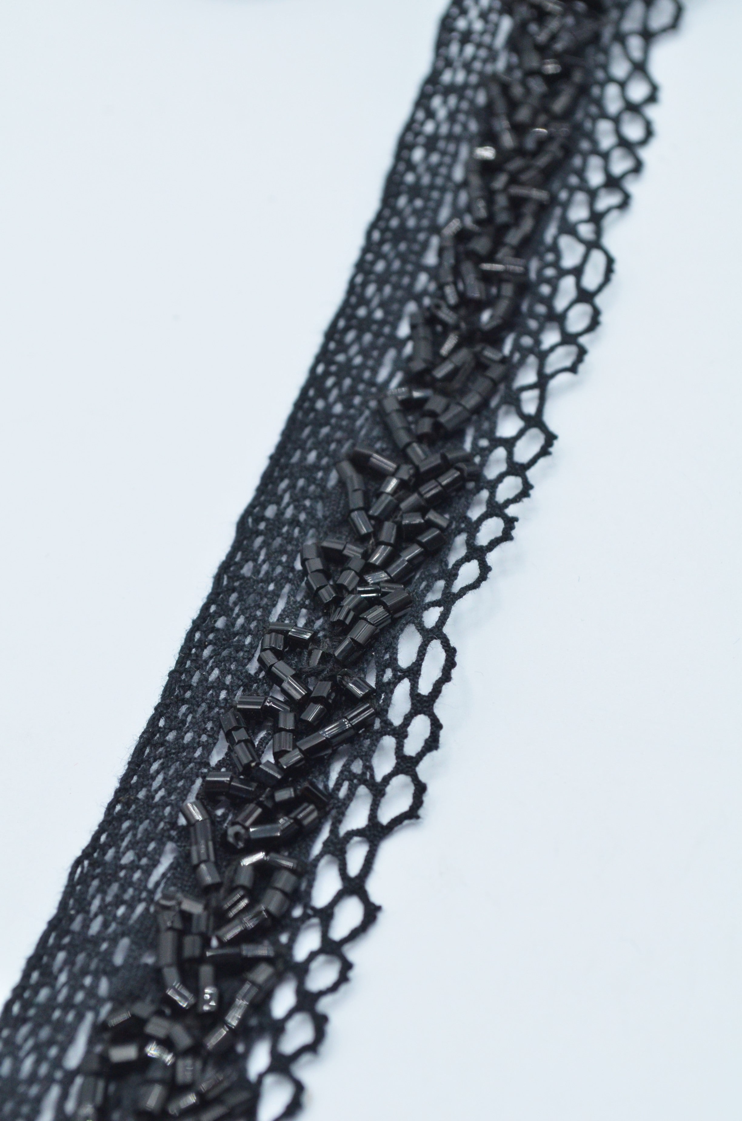 Dantela De Bumbac Cu Margele 3cm, Negru