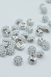 Nasturi Metalici Argintii Cu Perle 11mm