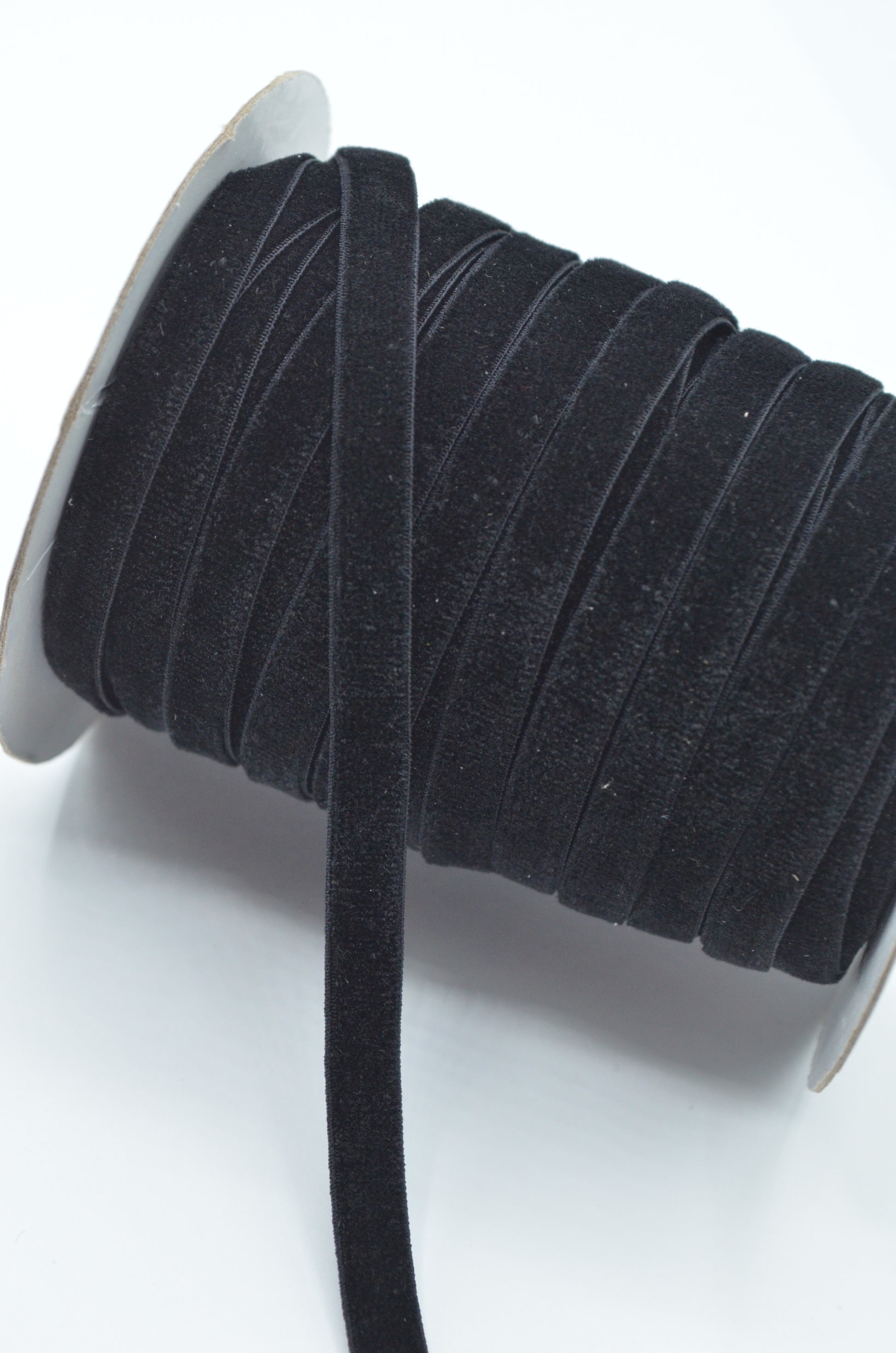 Panglica De Catifea Elastica, 7mm, Negru