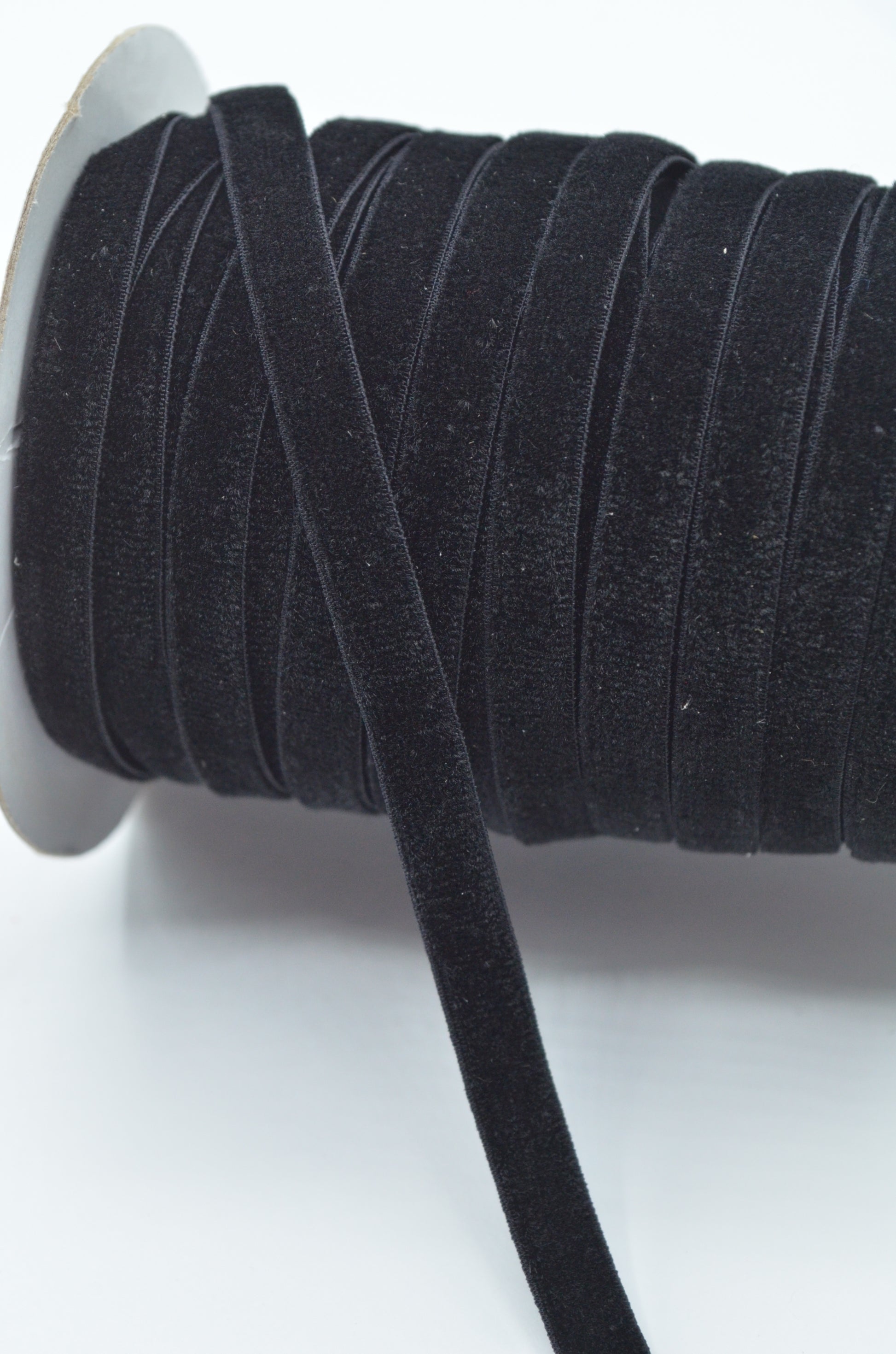 Panglica De Catifea Elastica, 7mm, Negru