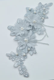 Aplicatie Broderie Cu Margele 30x14cm, Gri