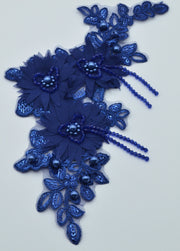 Aplicatie Broderie Cu Margele 30x14cm, Albastru