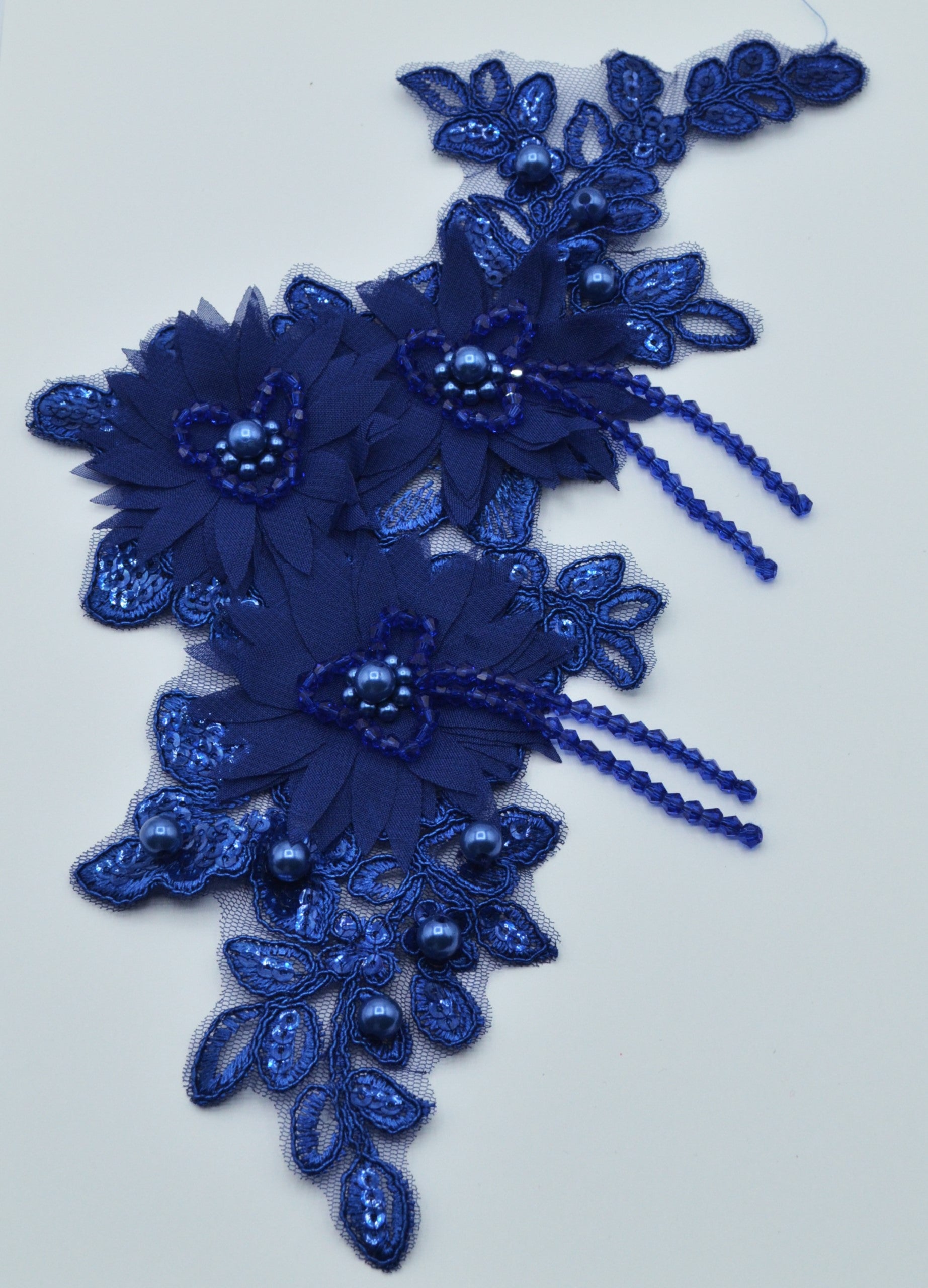 Aplicatie Broderie Cu Margele 30x14cm, Albastru