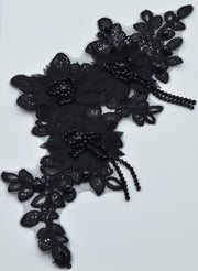 Aplicatie Broderie Cu Margele 30x14cm, Negru