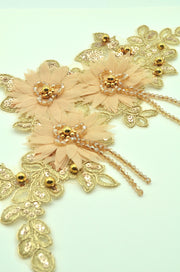 Aplicatie Broderie Cu Margele 30x14cm, Auriu